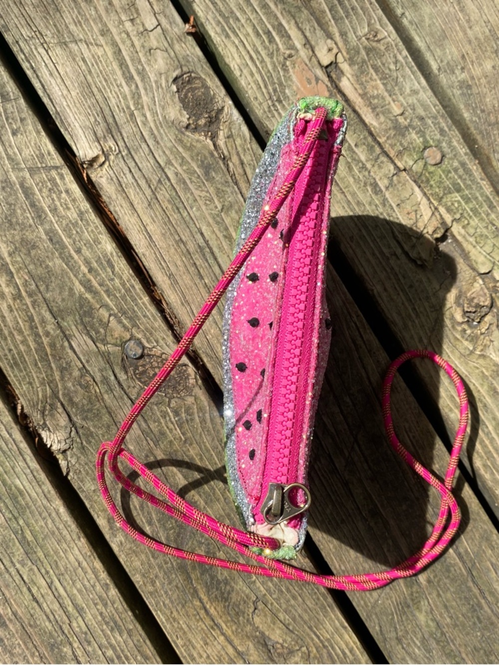 Vintage J. Crew Pink Glitter Watermelon Crossbody Bag Girlhoodcore Sparkly - Picture 7 of 7
